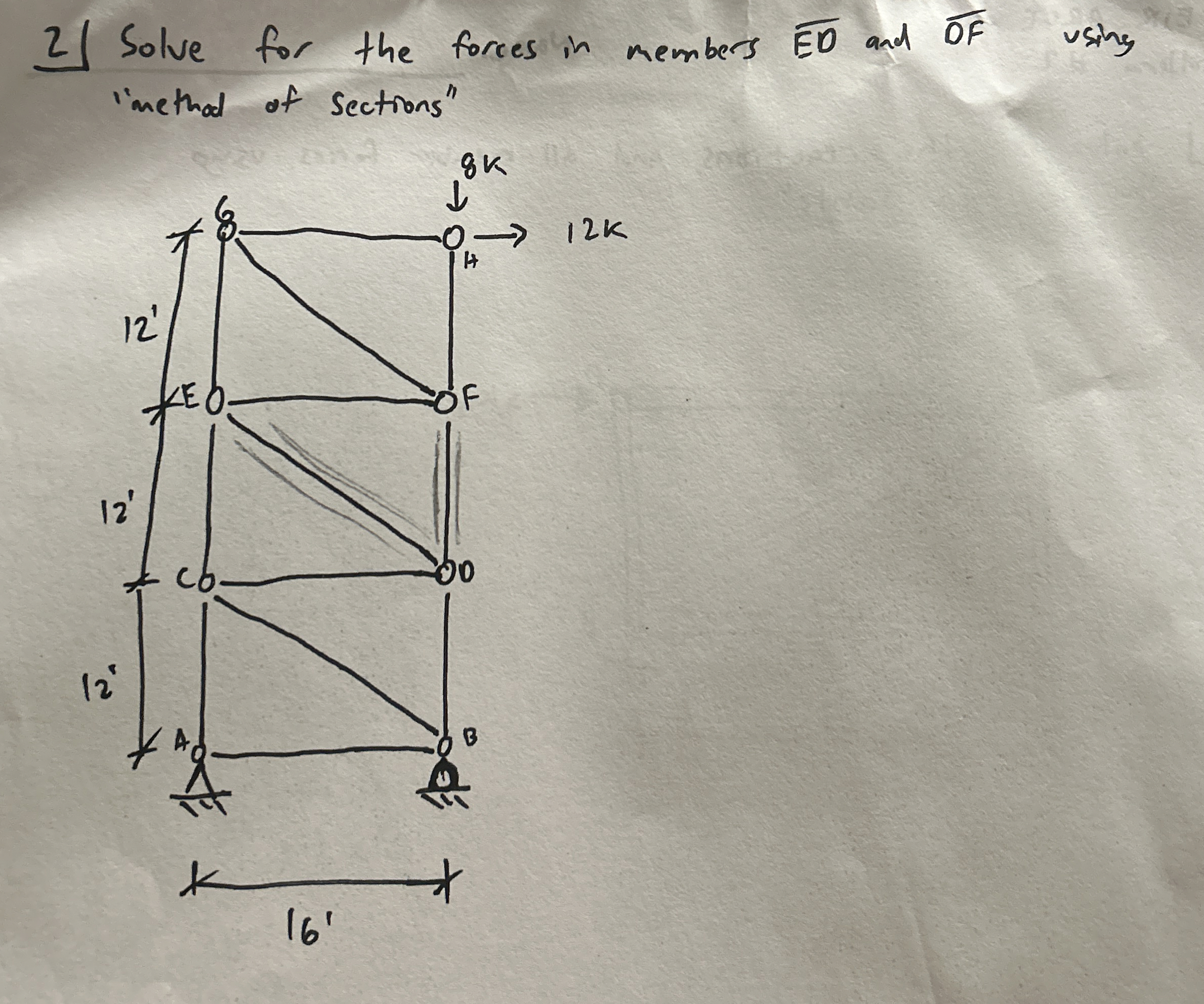 2 Solve for the forres in members ? b a r ( E D )