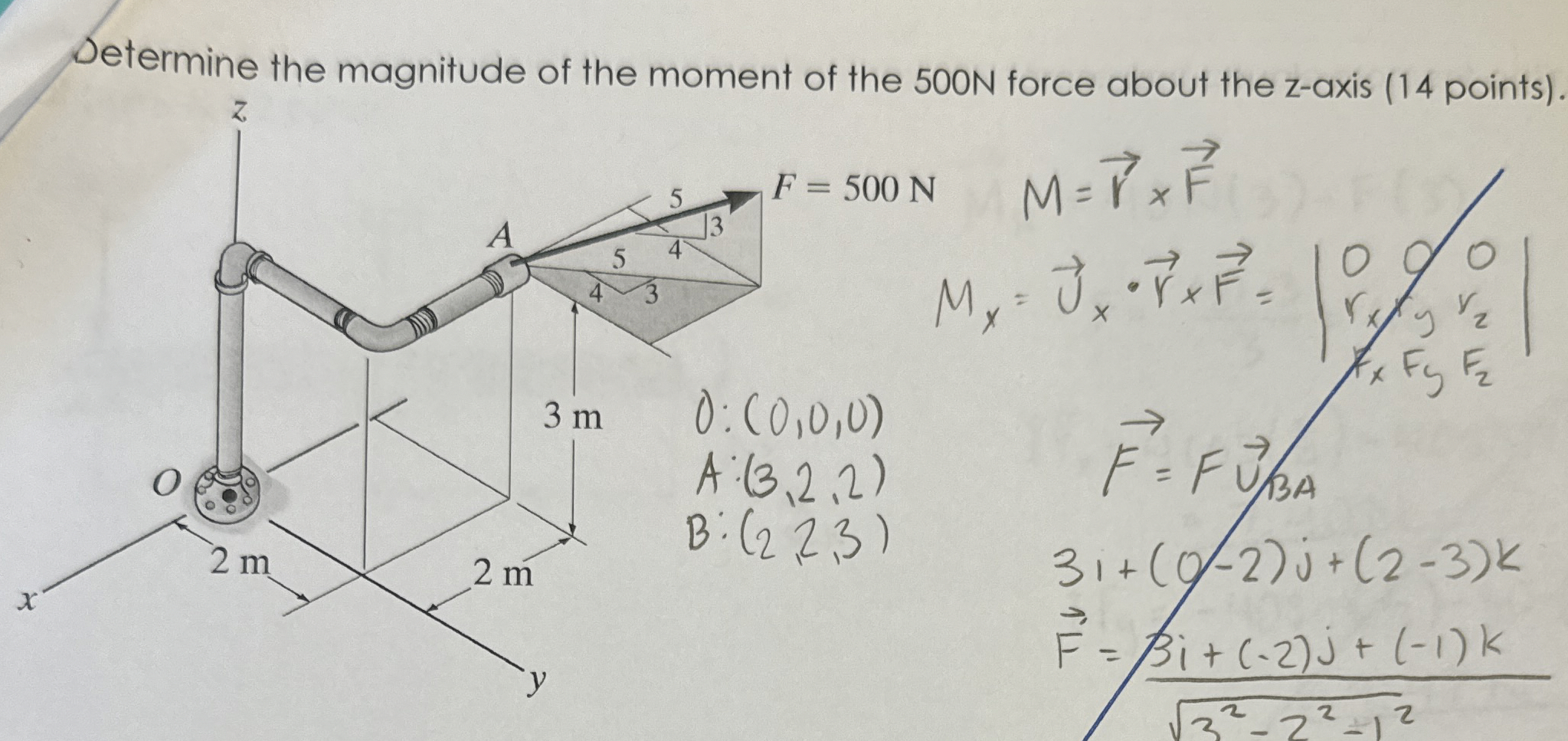 Determine the magnitude of the moment of the 5 0