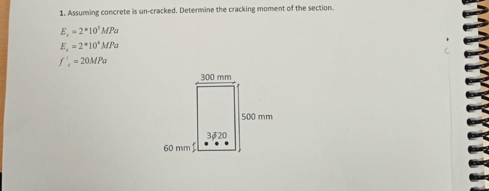 Assuming concrete is un - cracked. Determine the