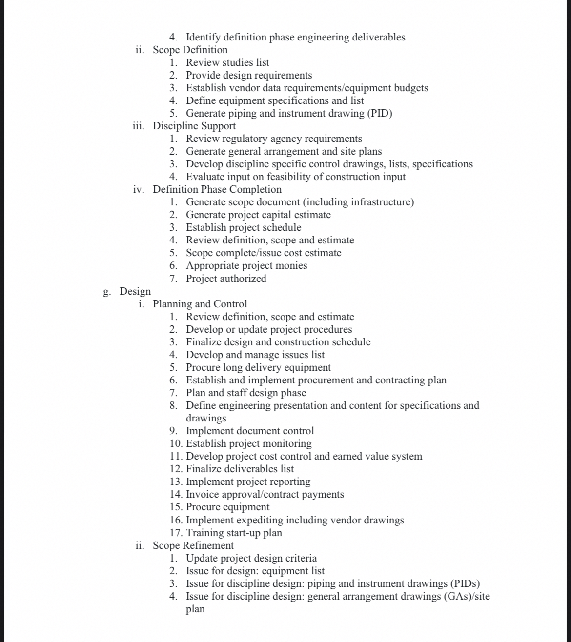 Identify definition phase engineering