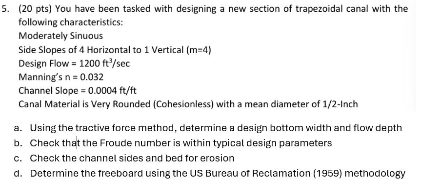 Channel Slope \ ( = 0 . 0 0 0 4 \ mathrm { ft } /