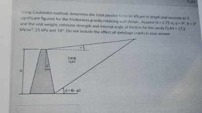 Using Coulomb's method, determine the total