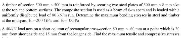 A timber of section 5 0 0 m m 5 0 0 m m is
