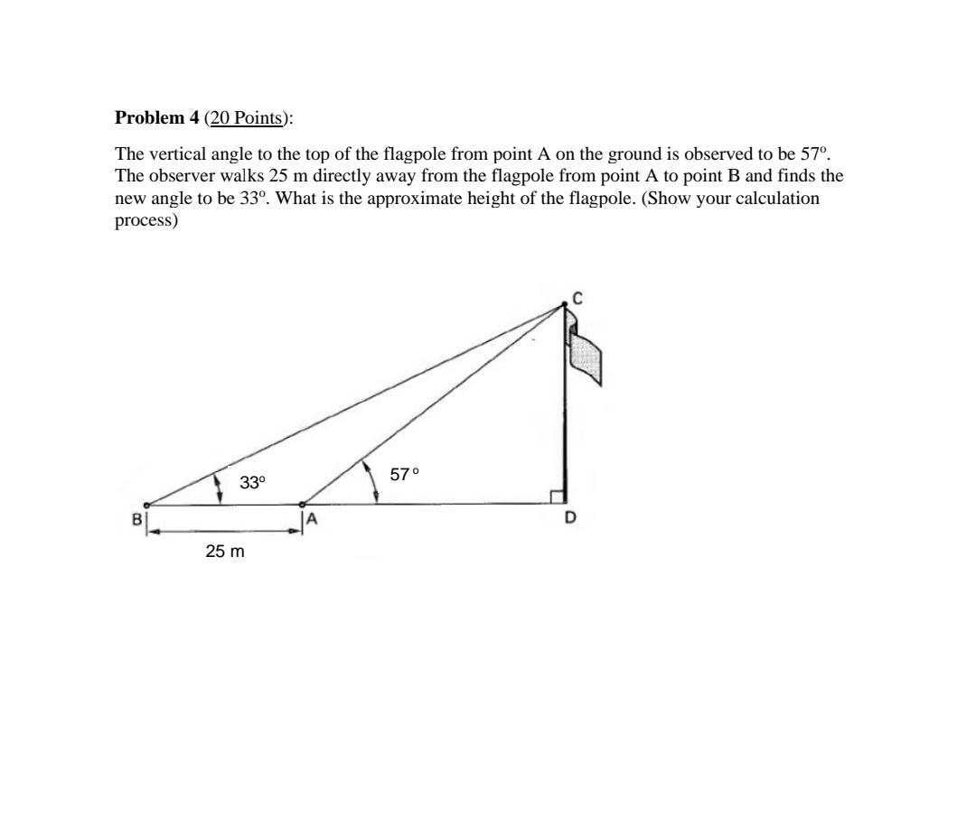 Problem 4 ( 2 0 Points ) : The vertical angle to