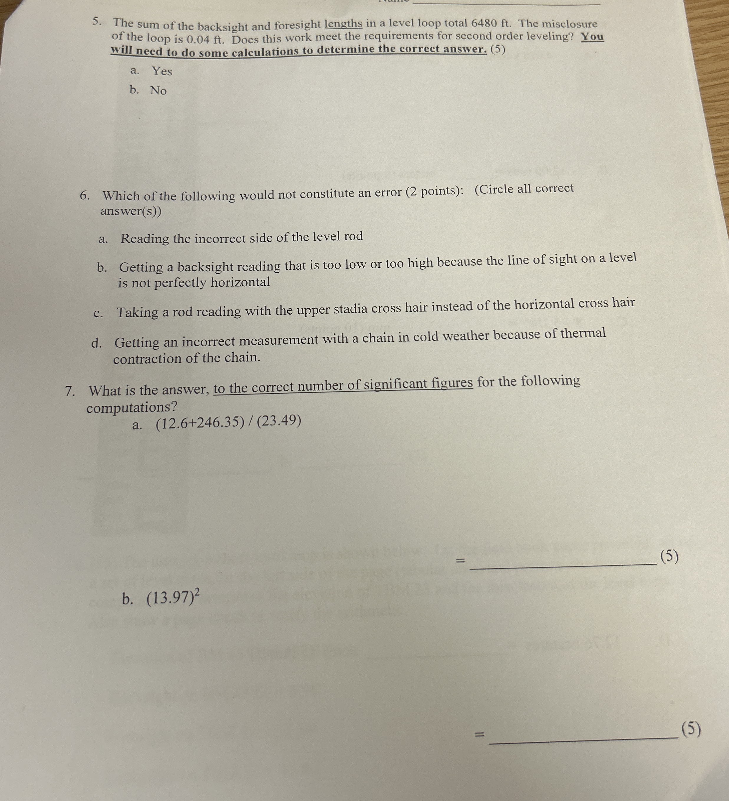 The sum of the backsight and foresight lengths in