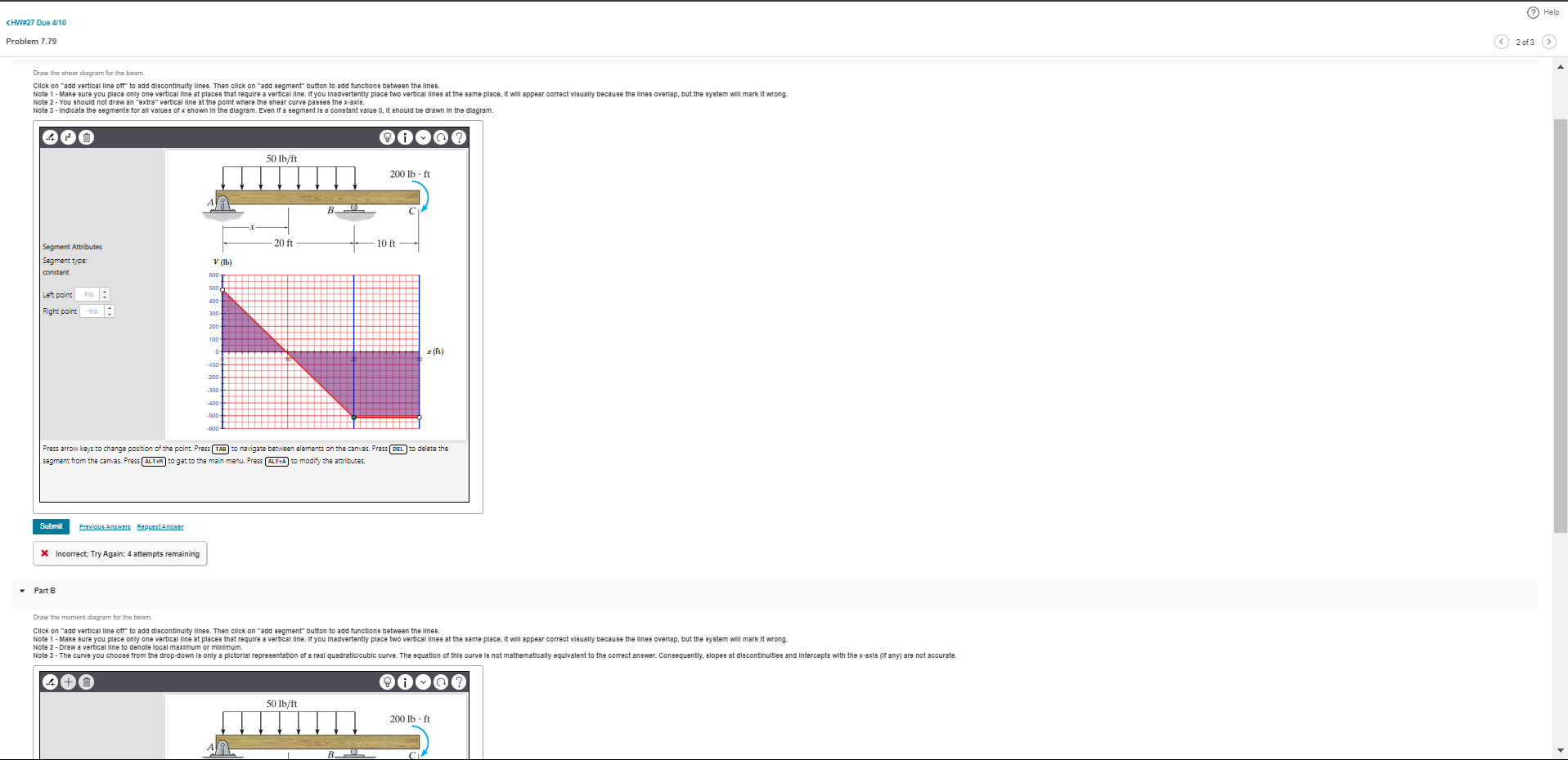 Draw the shear diagram for the bearn. Cllck on