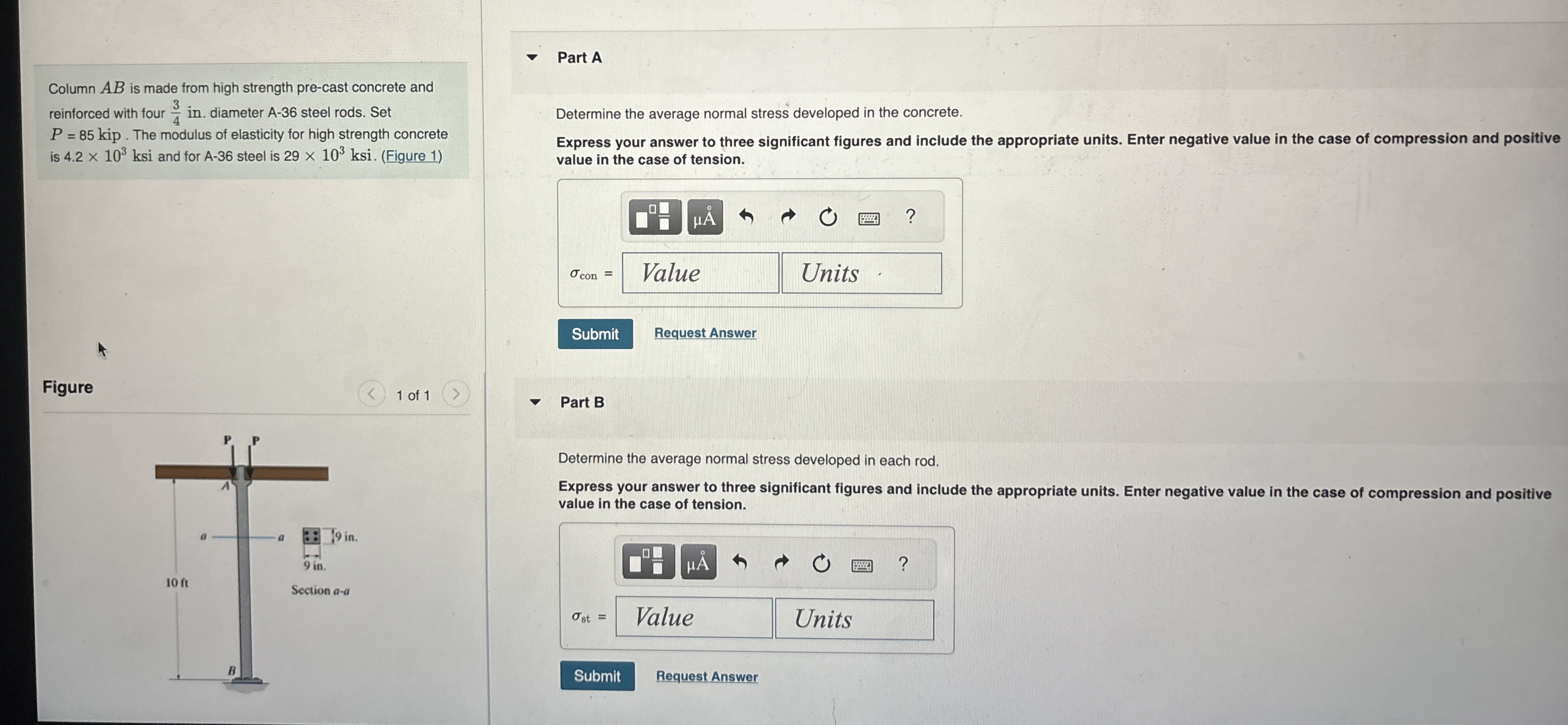 Column A B is made from high strength pre - cast
