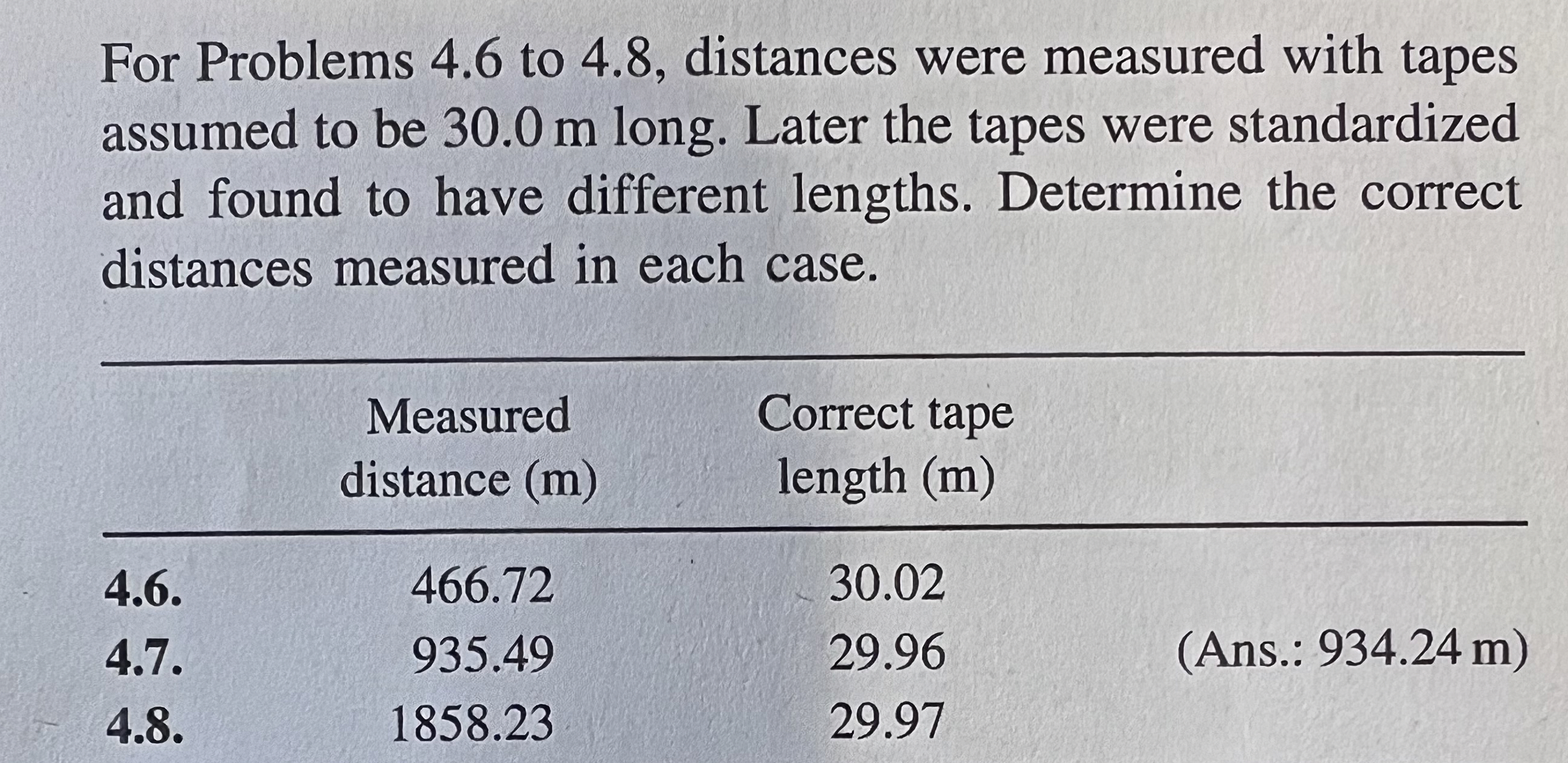 For Problems 4 . 6 to 4 . 8 , distances were