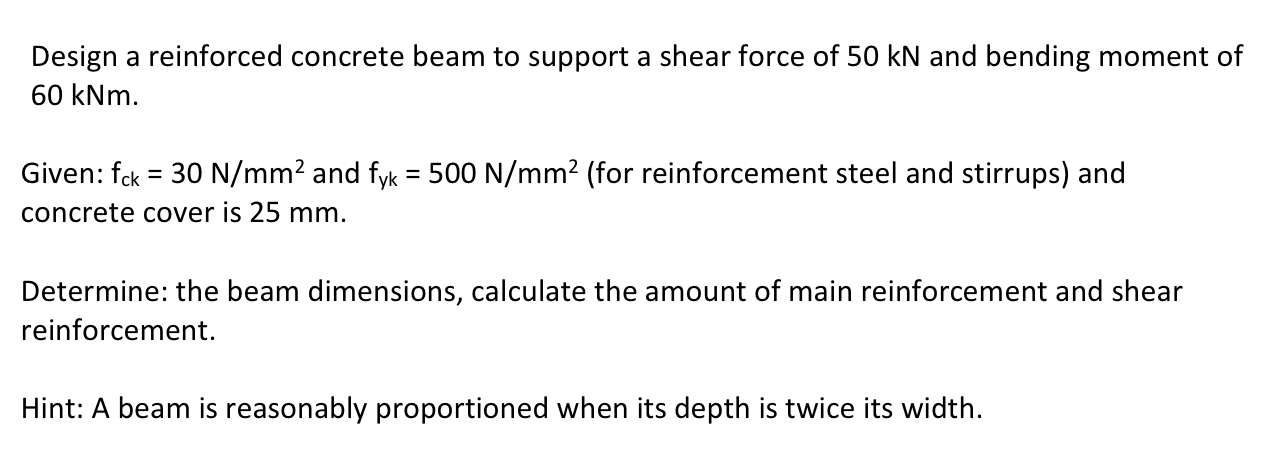 Design a reinforced concrete beam to support a