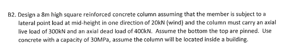 B 2 . Design a 8 m high square reinforced