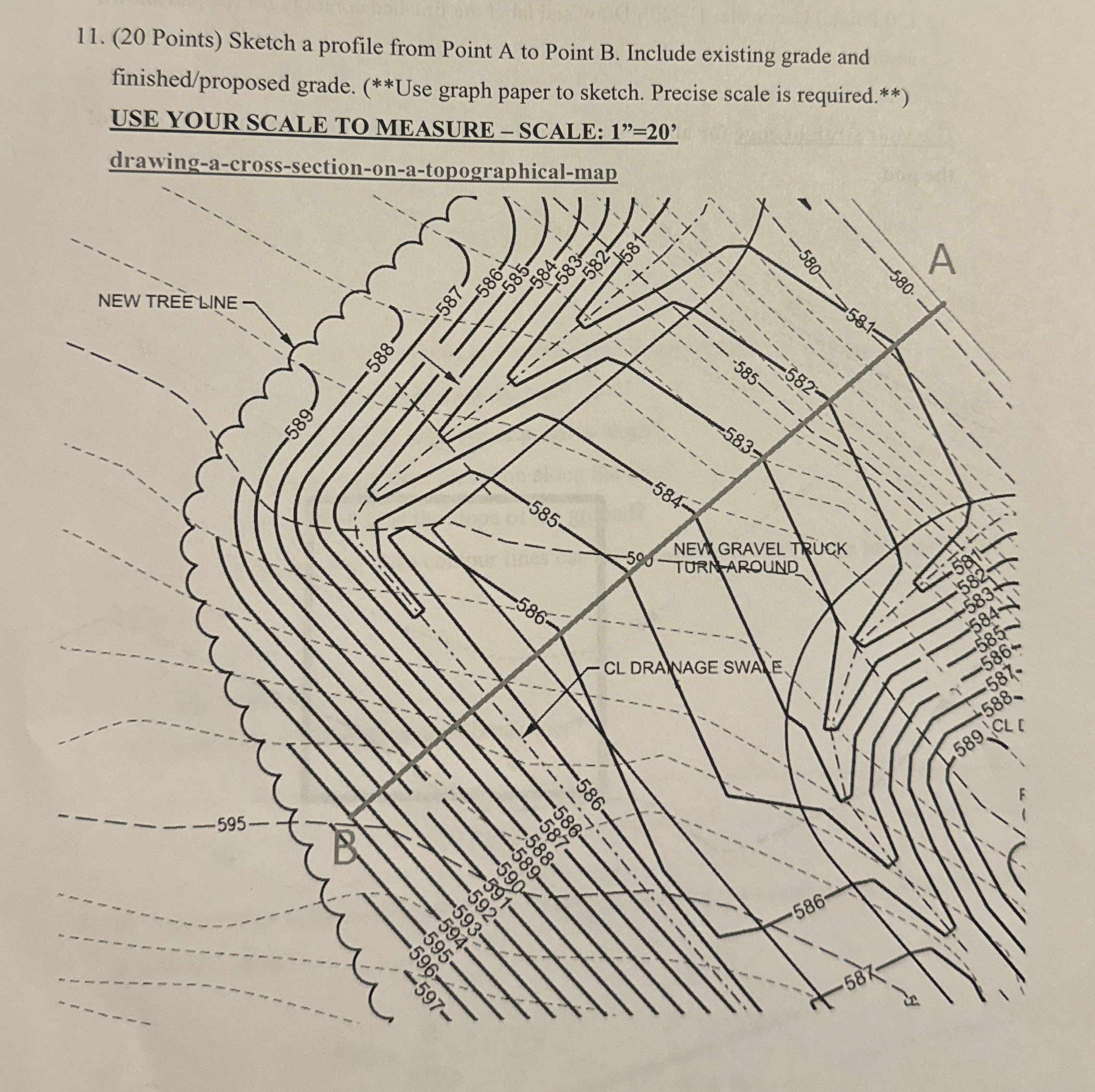 ( 2 0 Points ) Sketch a profile from Point A to