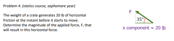 Problem 4 : ( statics course, sophomore year )