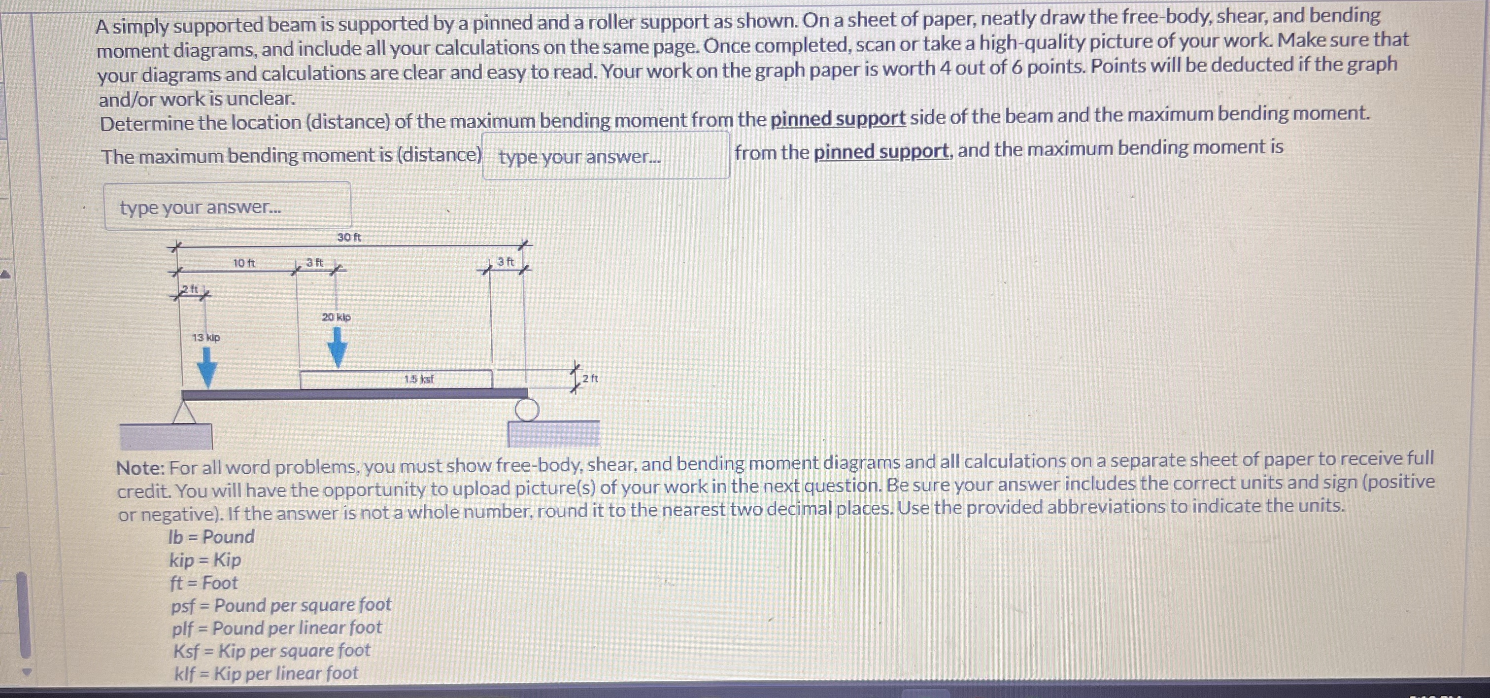 A simply supported beam is supported by a pinned