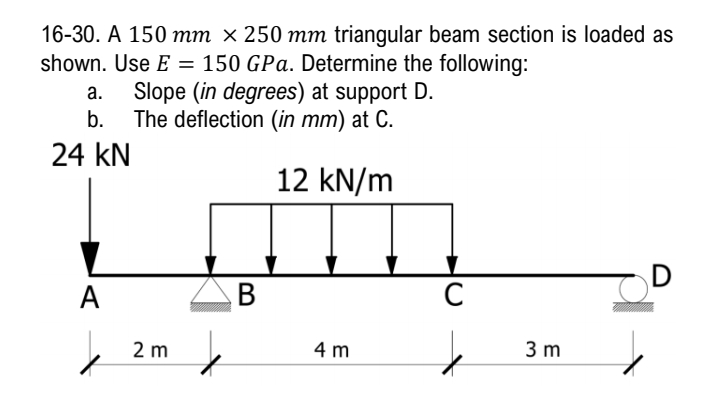 A 1 5 0 m m 2 5 0 m m triangular beam section is