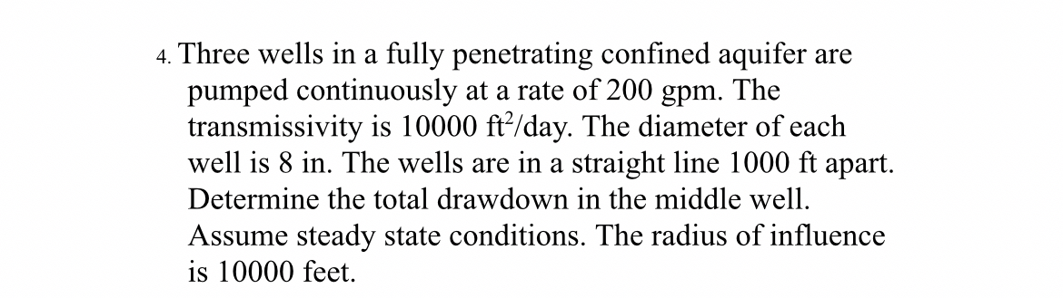 Three wells in a fully penetrating confined