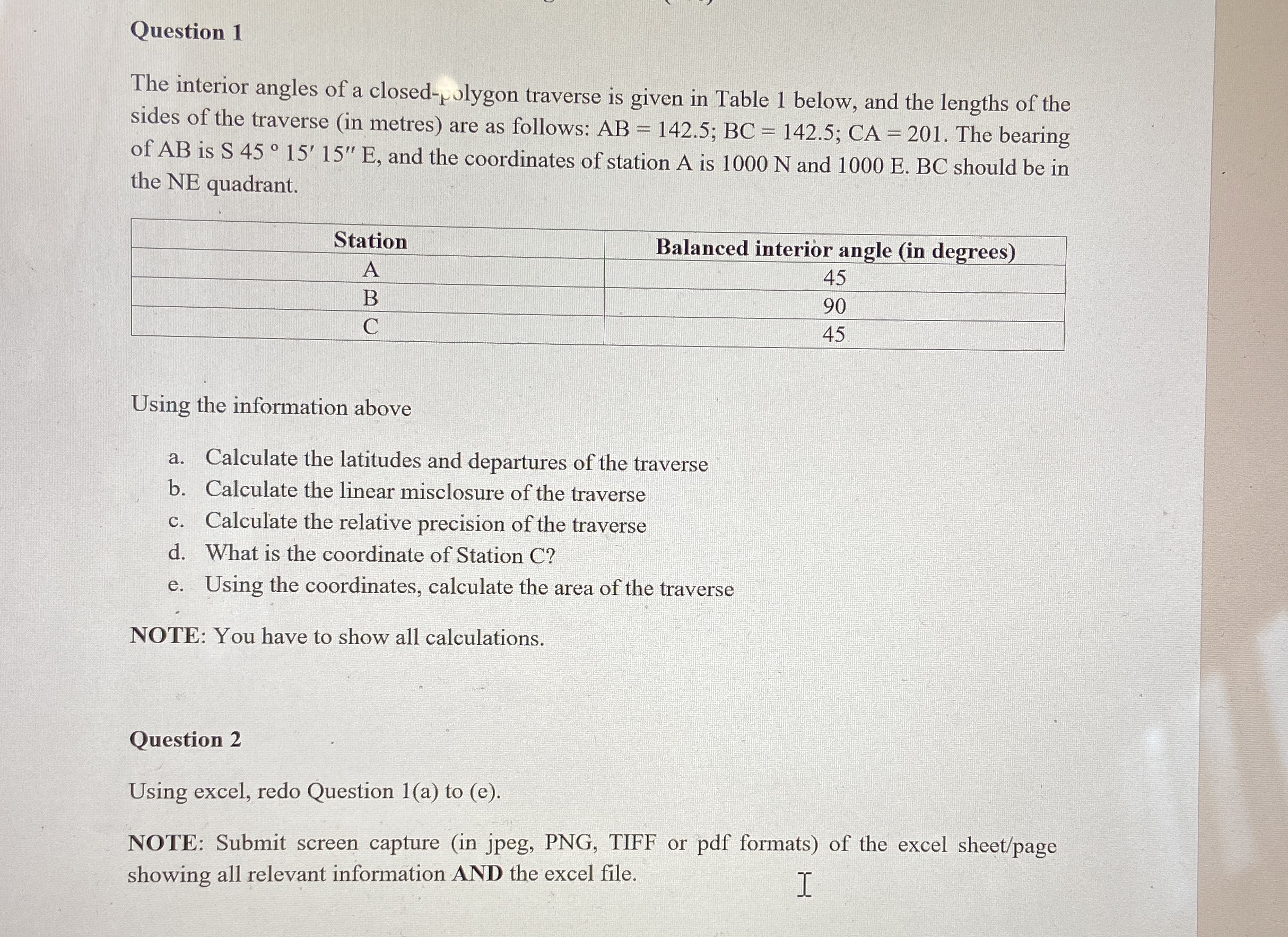 Question 1 The interior angles of a closed -