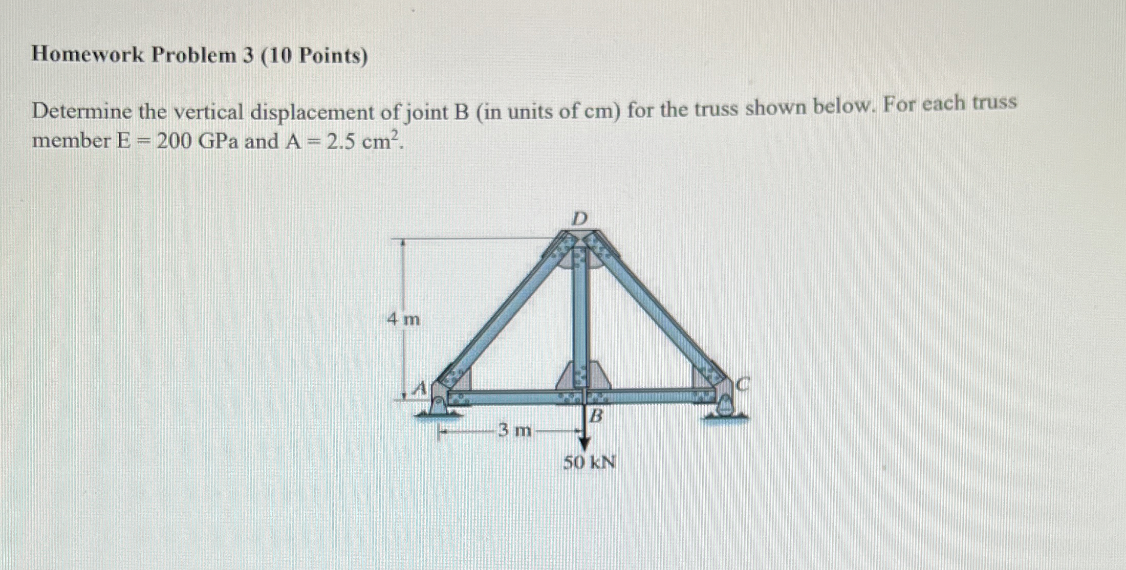 Determine the vertical displacement of joint B (
