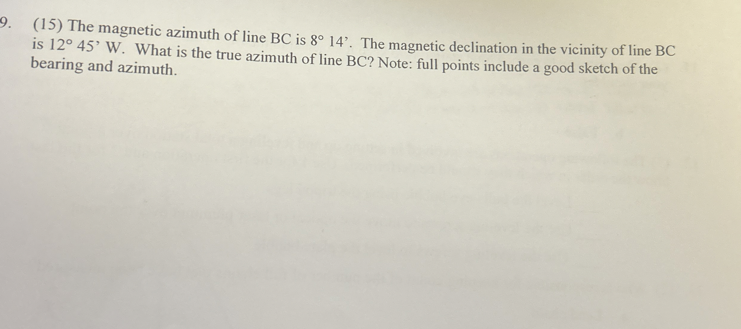 ( 1 5 ) The magnetic azimuth of line BC is 8 1 4