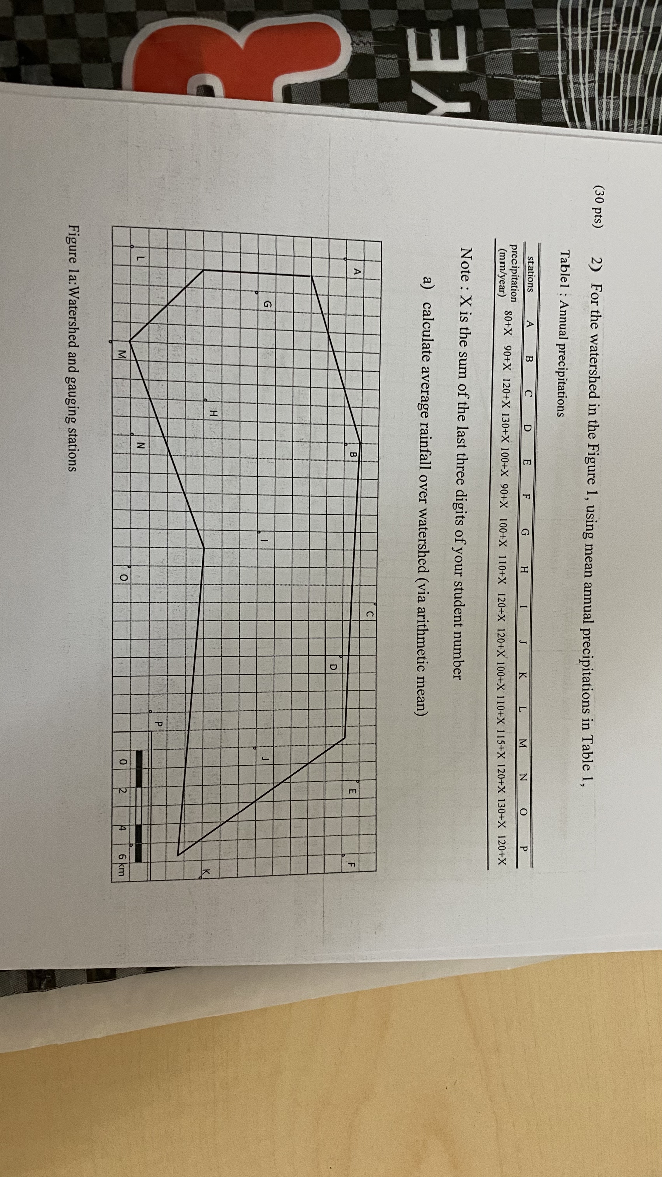 ( 3 0 pts ) For the watershed in the Figure 1 ,