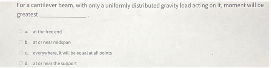 For a cantilever beam, with only a uniformly