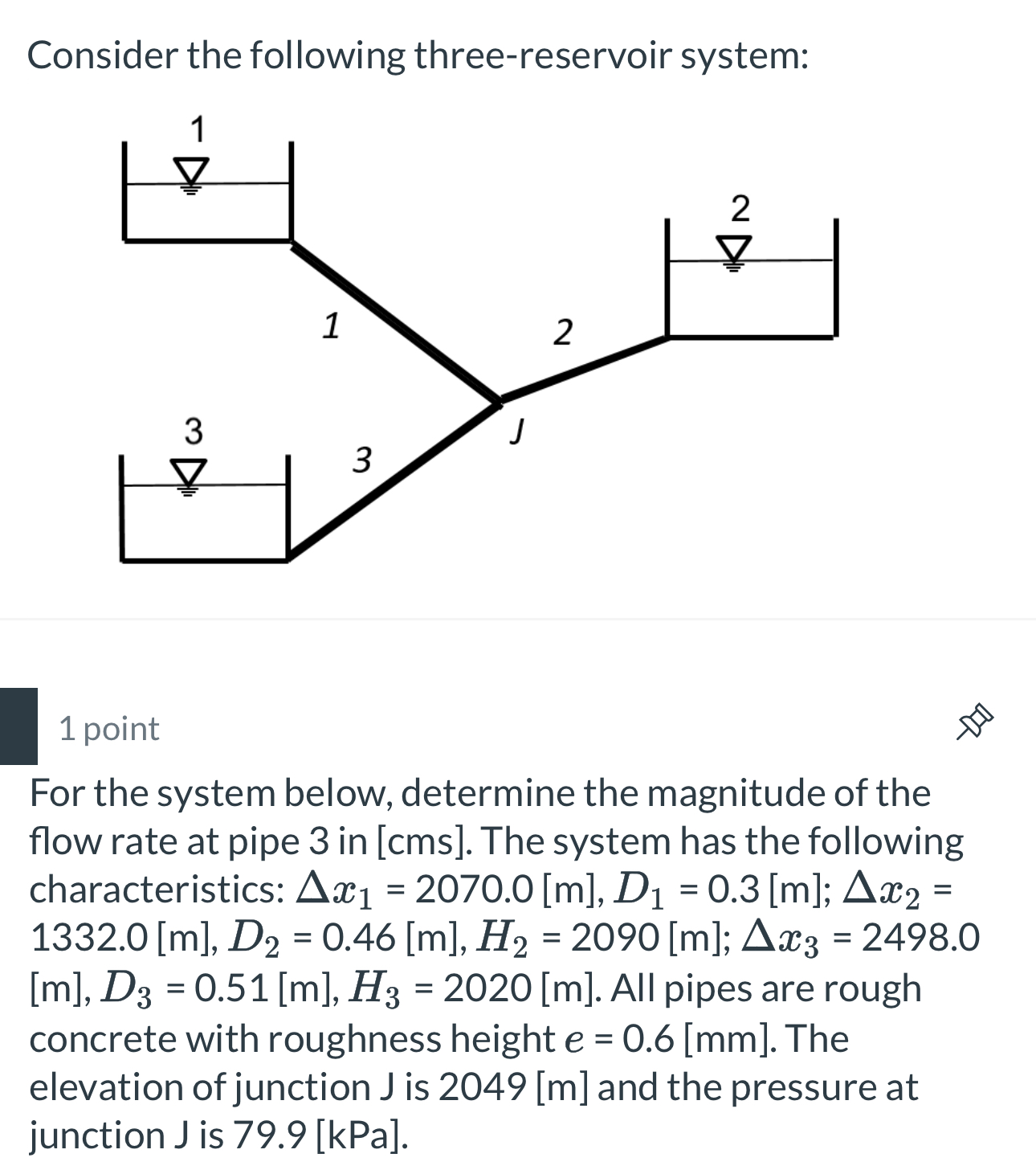 For the system below, determine the magnitude of