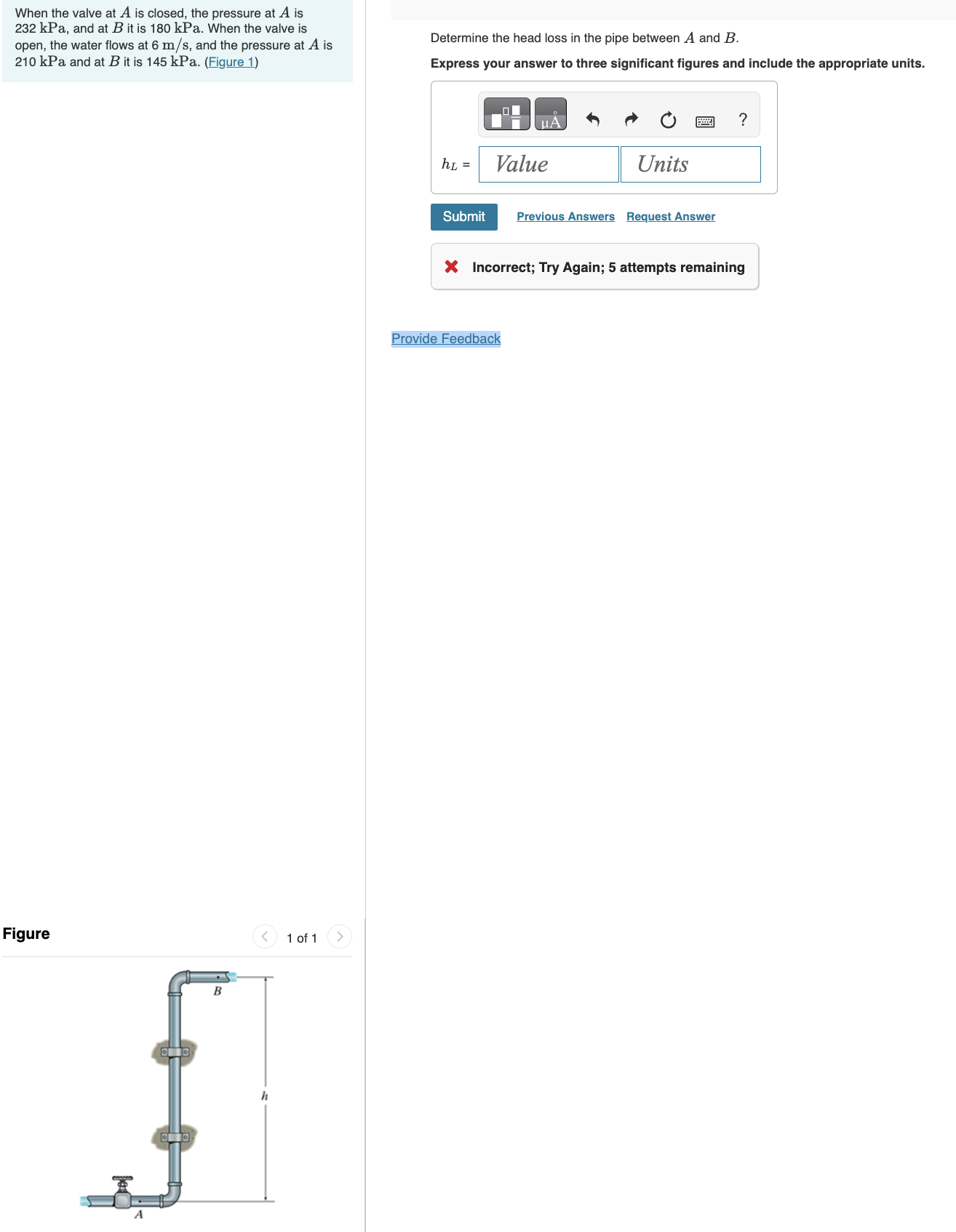 When the valve at \ ( A \ ) is closed, the