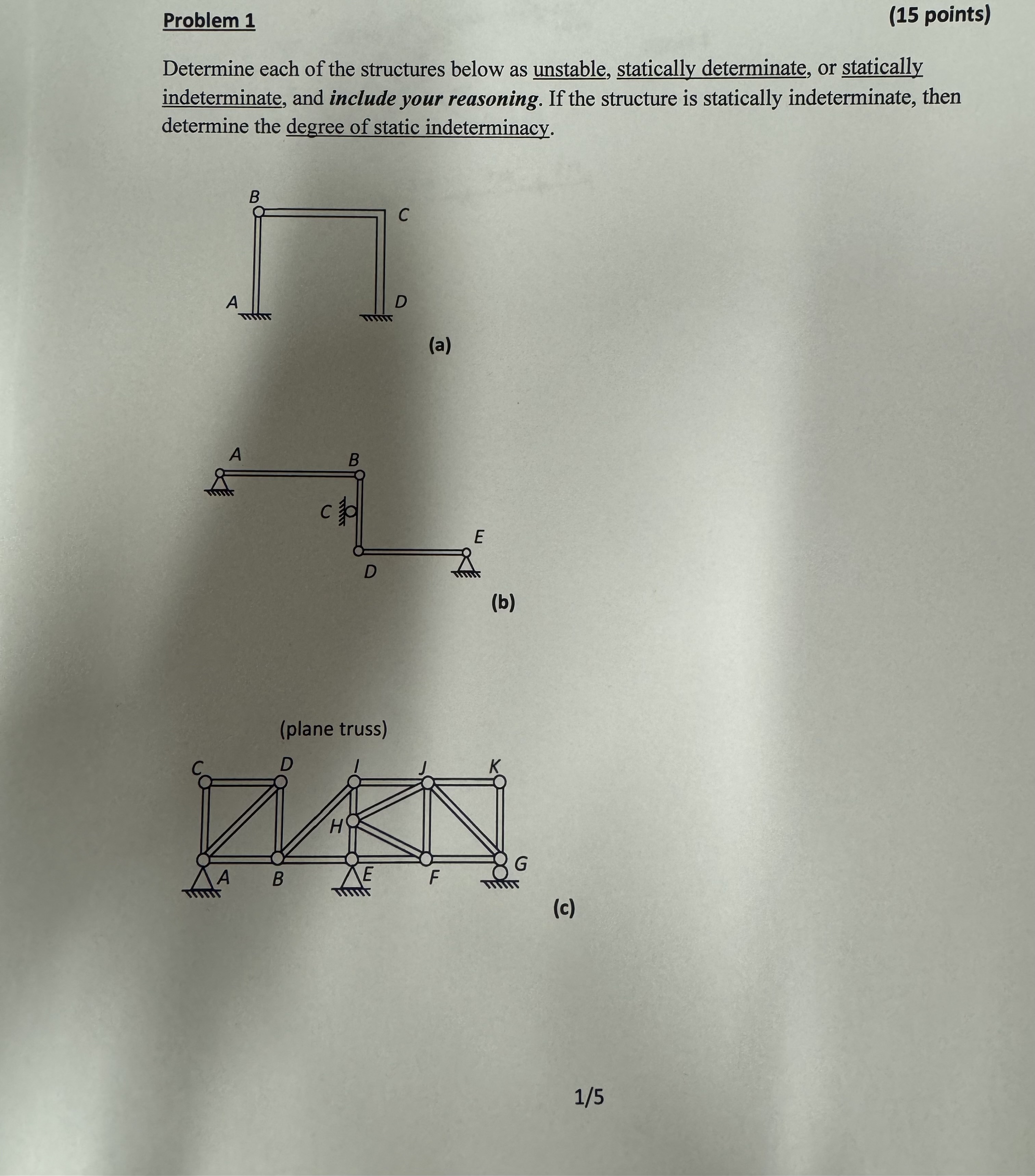Problem 1 Determine each of the structures below