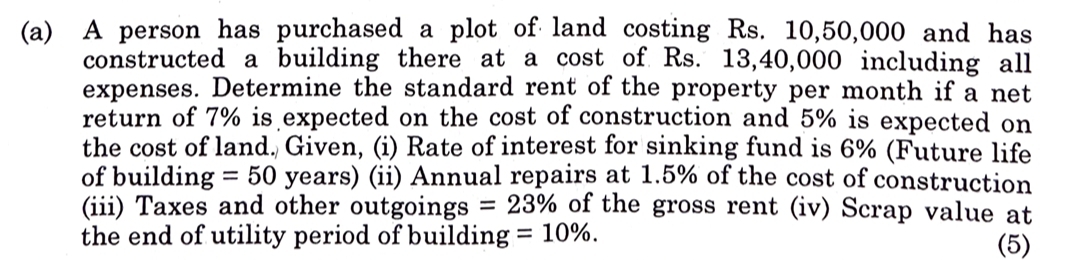 ( a ) A person has purchased a plot of land
