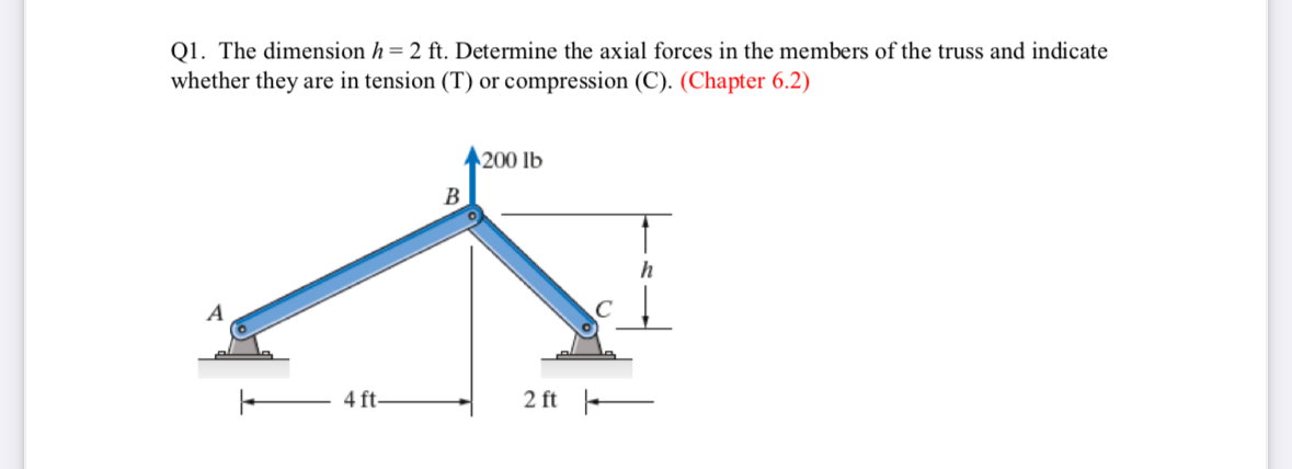 Q 1 . The dimension h = 2 f t . Determine the