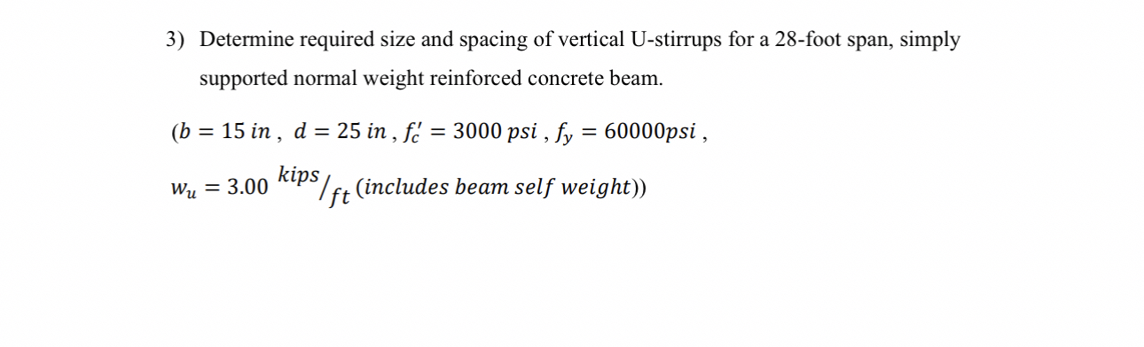 Determine required size and spacing of vertical U