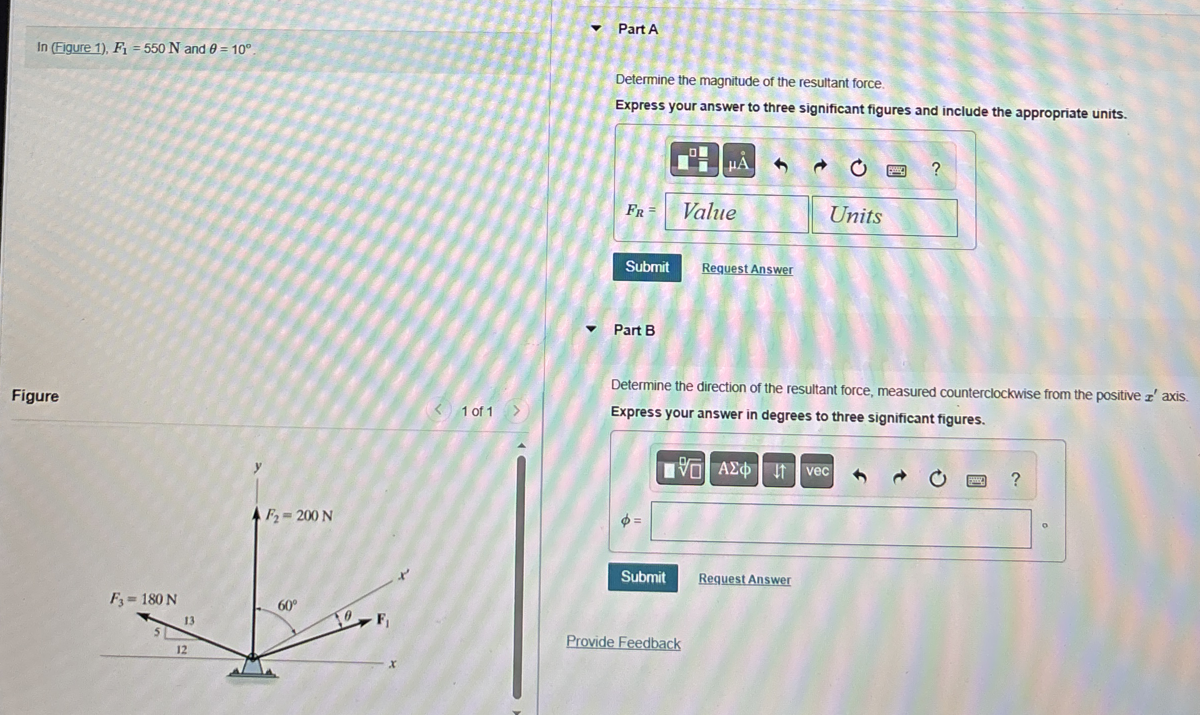 In ( Figure 1 ) , F 1 = 5 5 0 N and = 1 0 .