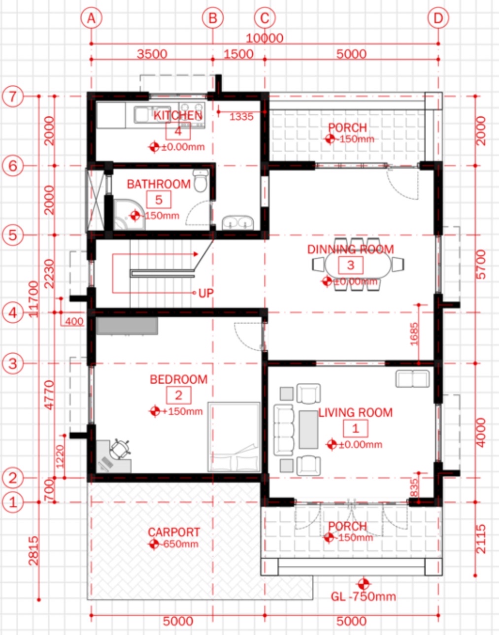 decide on the locations of the columns and