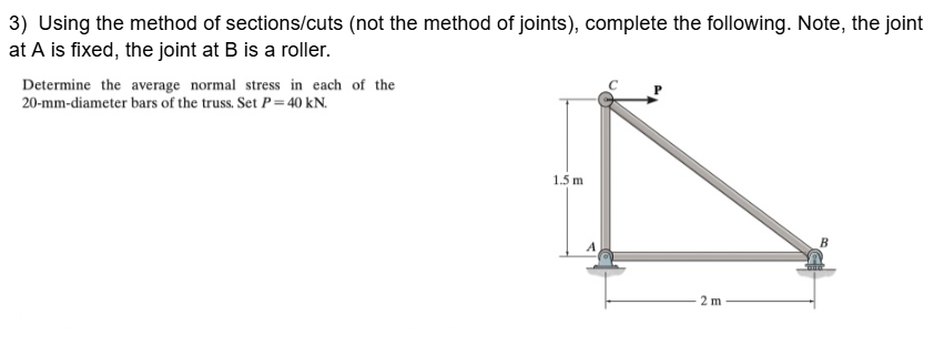 Using the method of sections / cuts ( not the