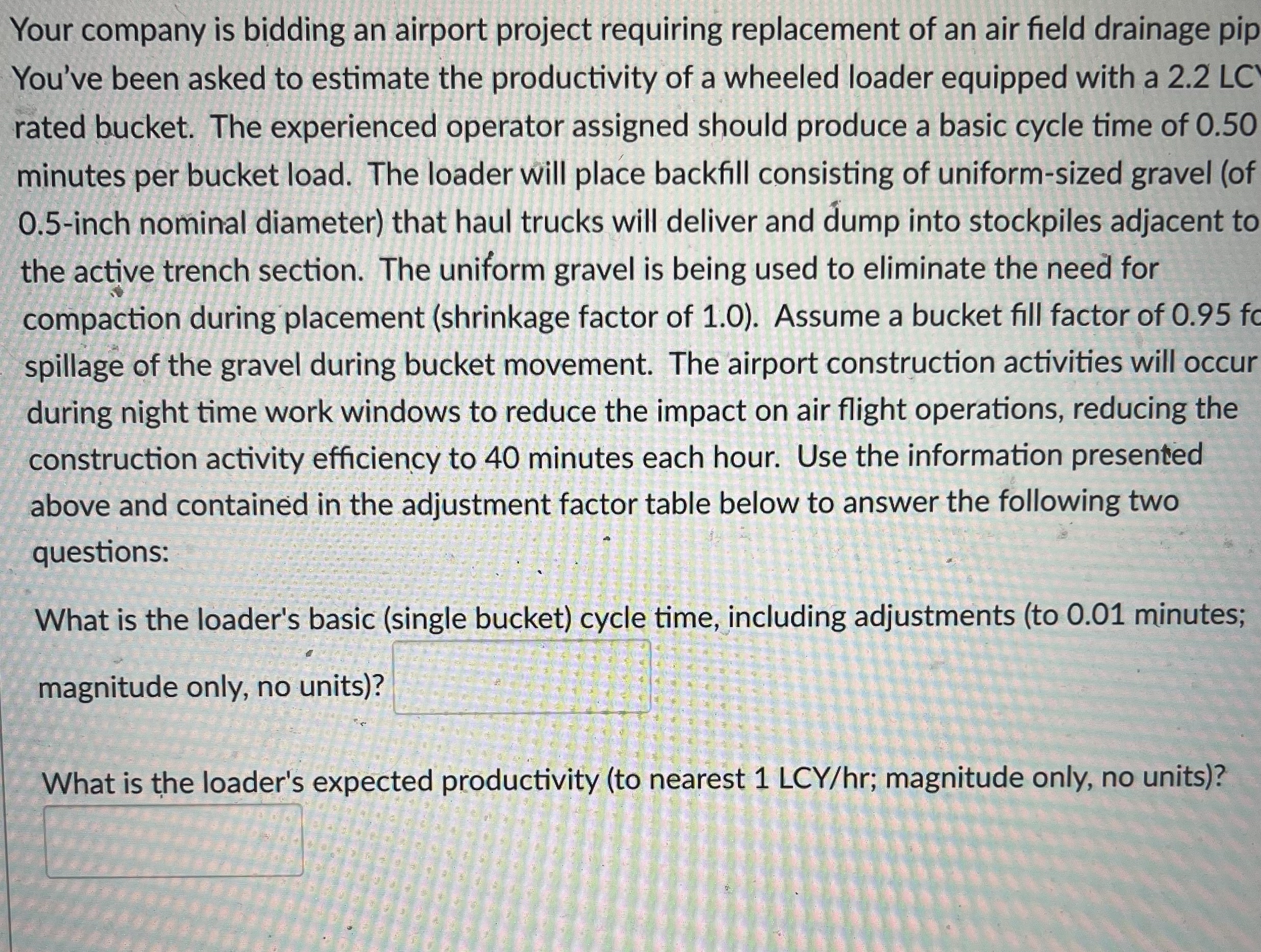Your company is bidding an airport project
