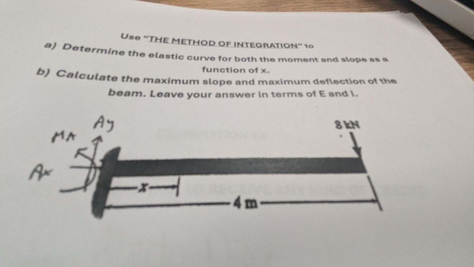 Use "THE METHOD OF INTEGRATION" To a ) Determine