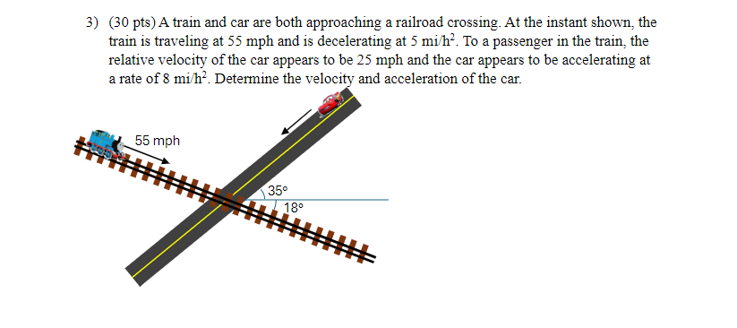 3 ) ( 3 0 pts ) A train and car are both