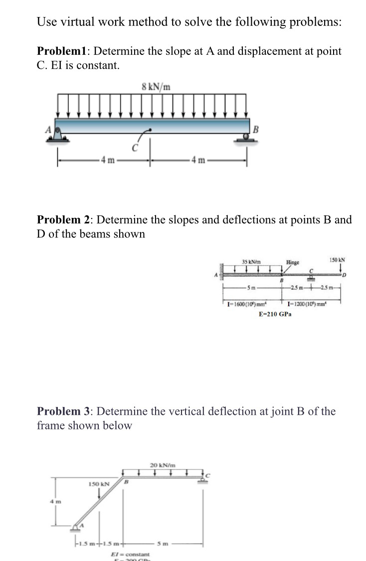 Use virtual work method to solve the following