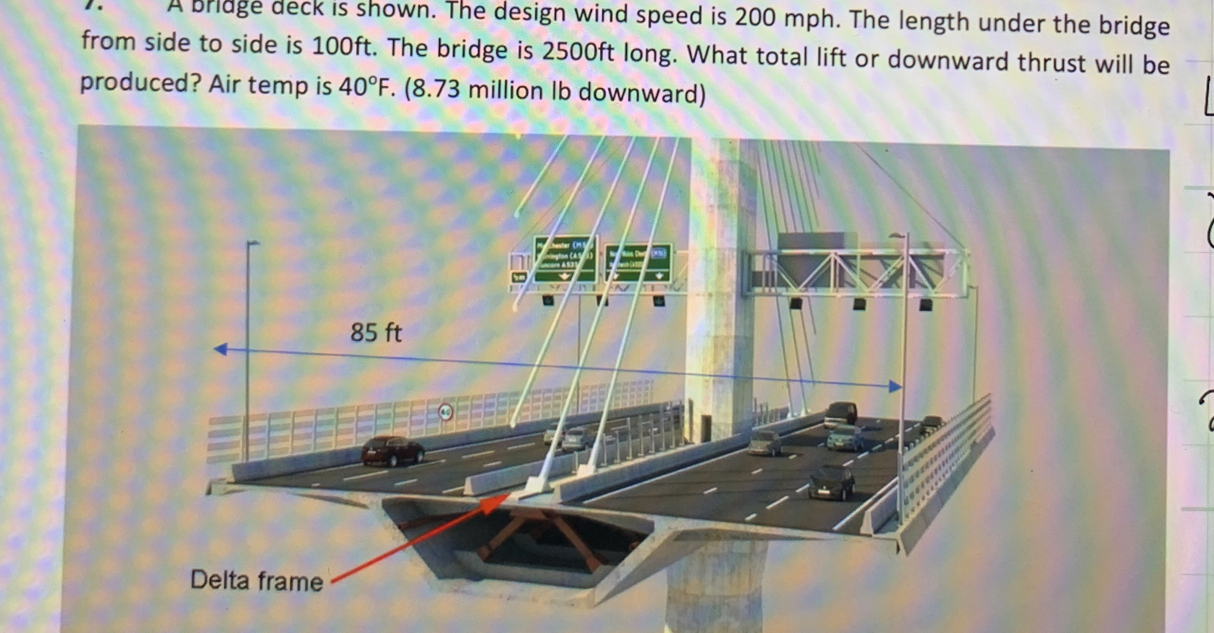 A Driage deck is shown. The design wind speed is