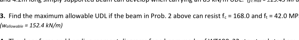 Find the maximum allowable UDL if the beam in