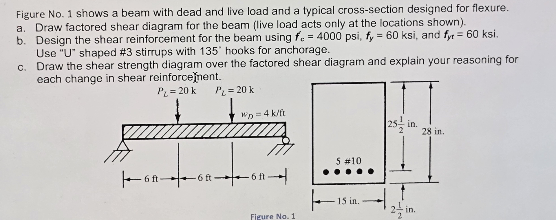 Figure No . 1 shows a beam with dead and live