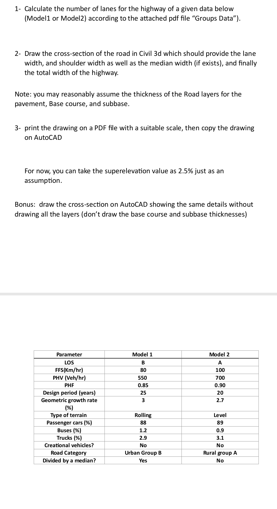 1 - Calculate the number of lanes for the highway