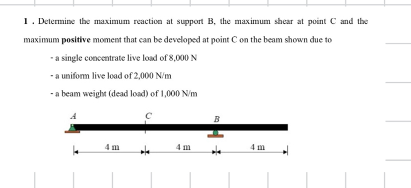 Determine the maximum reaction at support B , the