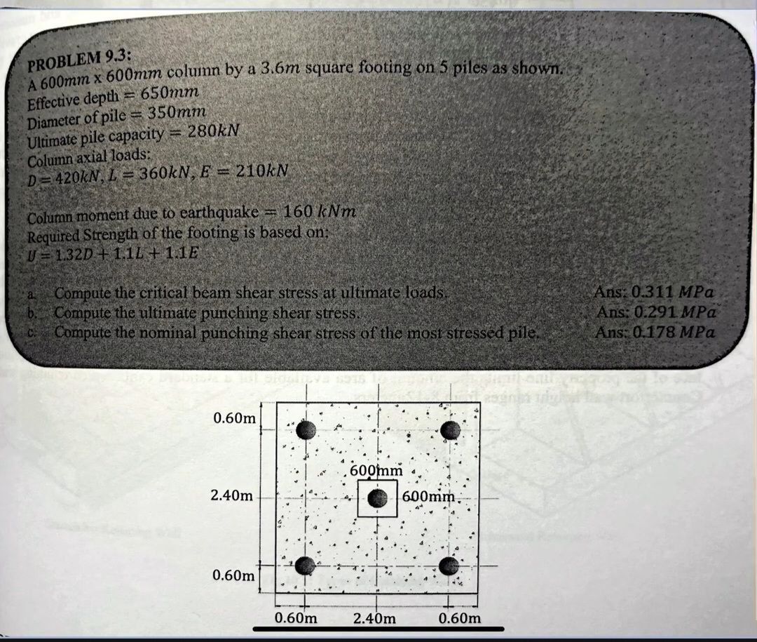 PROBLEM 9 . 3 : A 6 0 0 m m 6 0 0 m m column by a