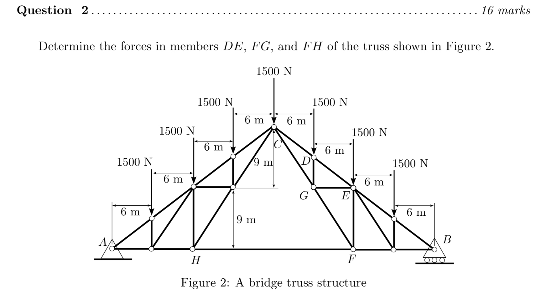Determine the forces in members \ ( D E , F G \ )