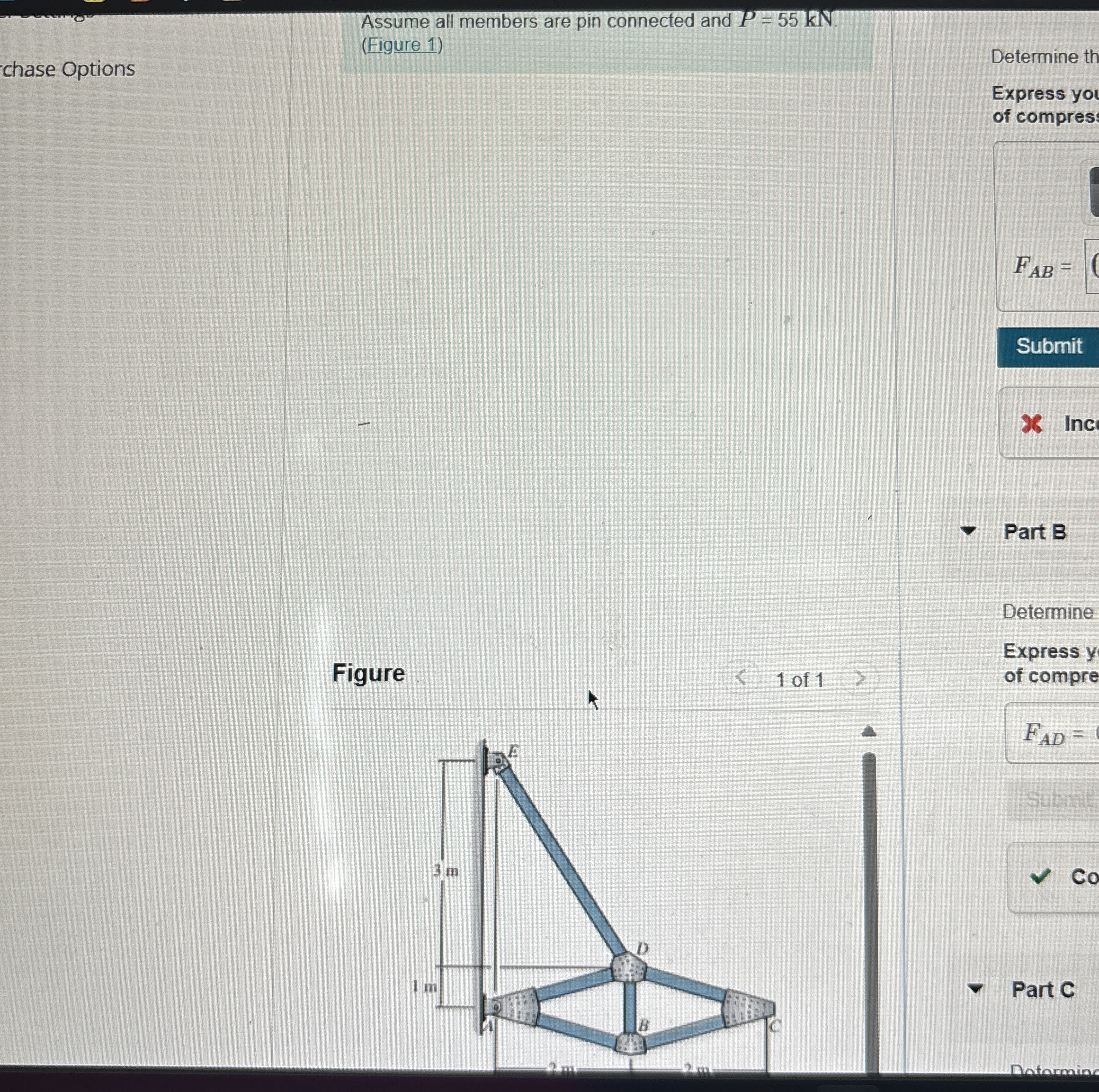 Assume all members are pin connected and P = 5 5