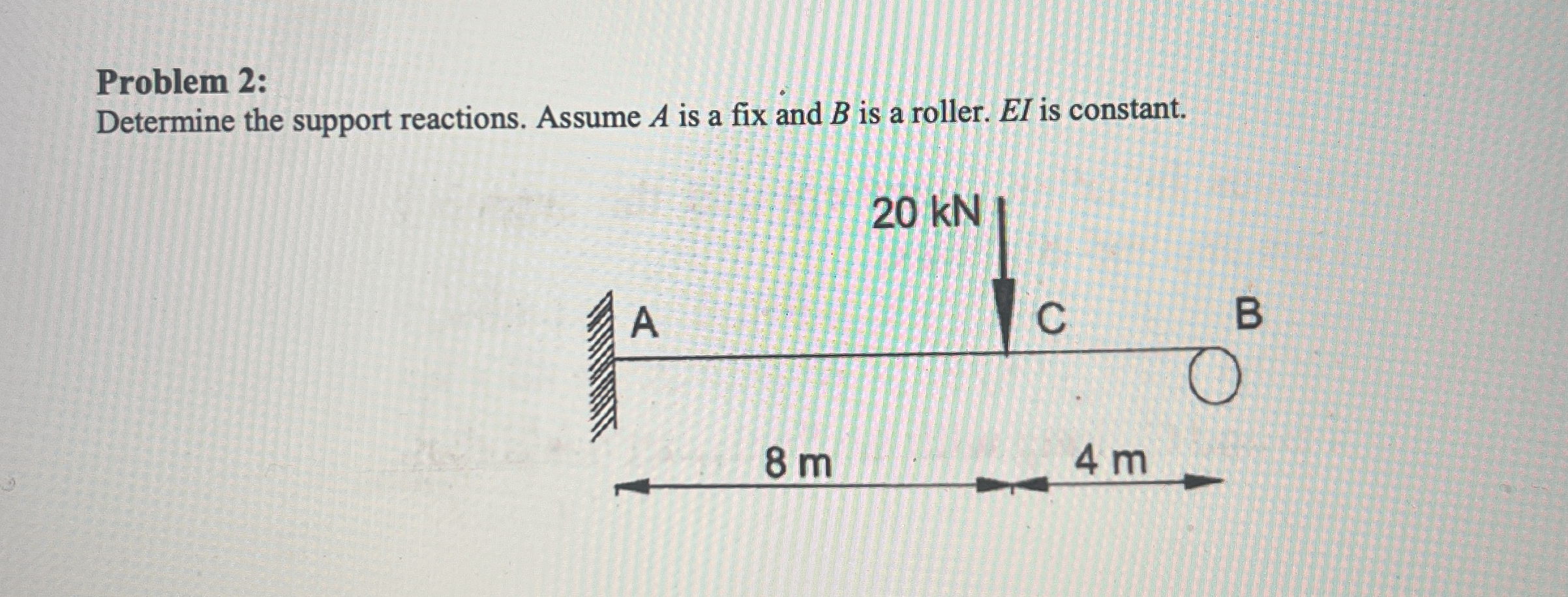 Problem 2 : Determine the support reactions.