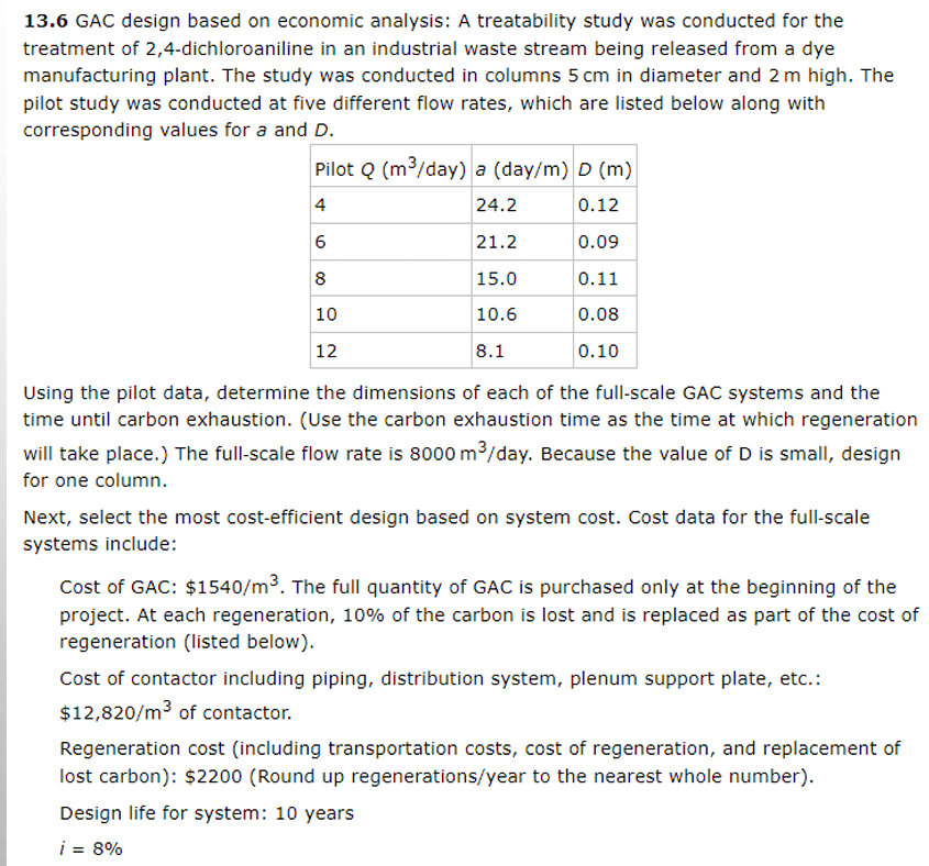 1 3 . 6 GAC design based on economic analysis: A