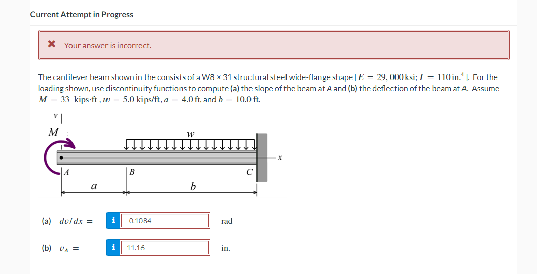 The cantilever beam shown in the consists of a W