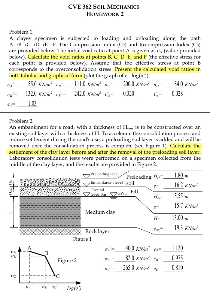CVE 3 6 2 Soil Mechanics HOMEWORK 2 Problem 1 . A