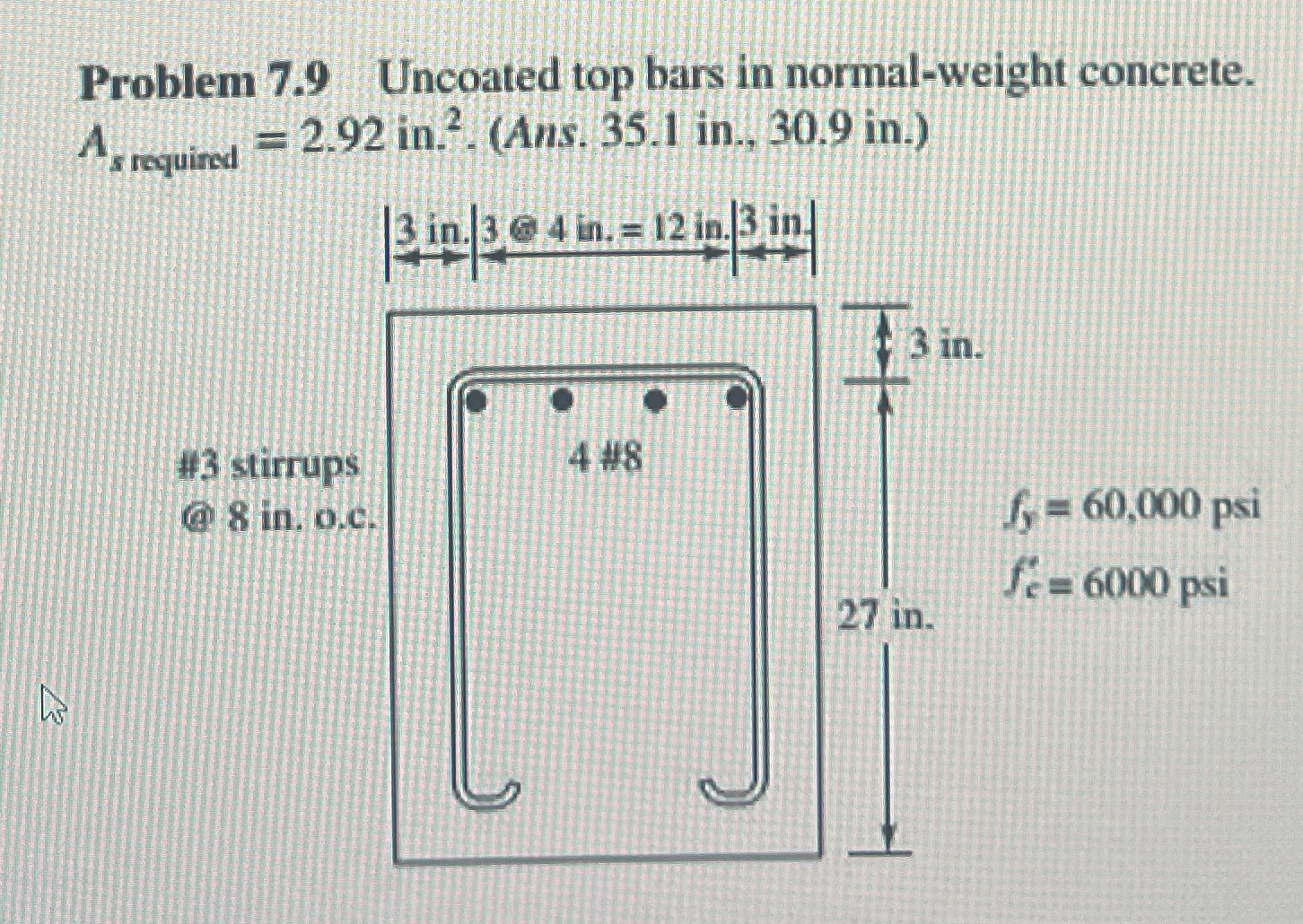 Problem 7 . 9 Uncoated top bars in normal -